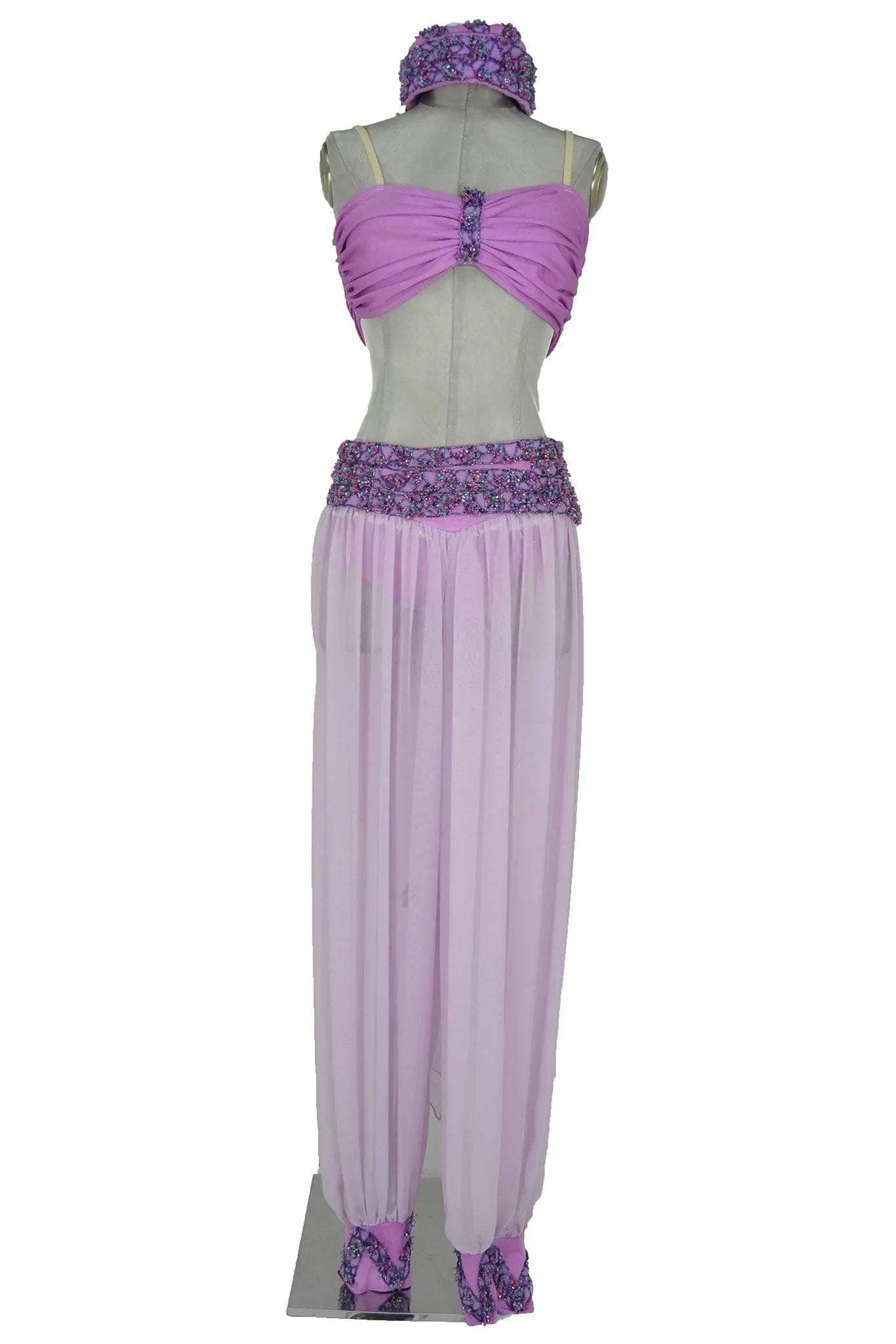 Costume Odalisca E Danzatrice Orientale Per Bambina - Completo Di Top, Pantalone E Copricapo, Taglia 10-12 Anni