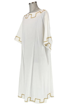 Noleggio tunica bianca uomo con greca in oro per rievocazioni ###