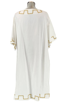 Noleggio tunica bianca uomo con greca in oro per rievocazioni ###