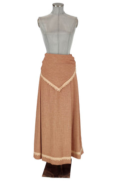 Noleggio gonna donna domestica marrone con passamaneria vintage