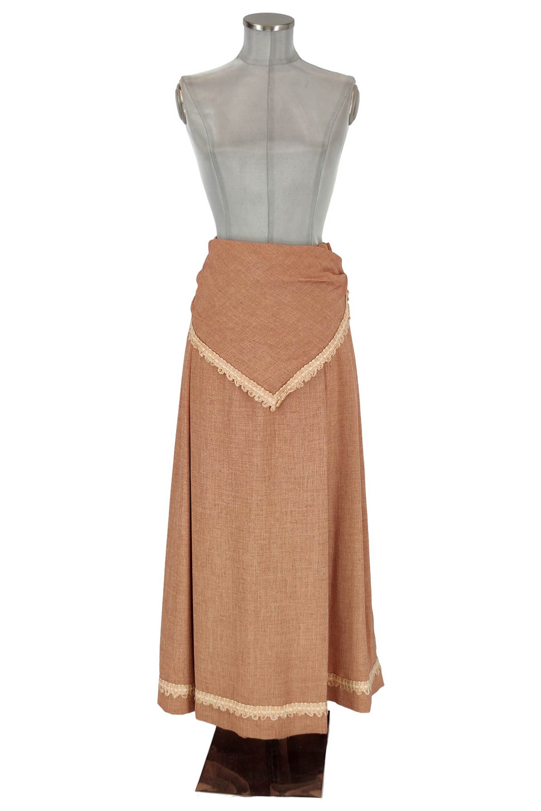 Noleggio gonna donna domestica marrone con passamaneria vintage