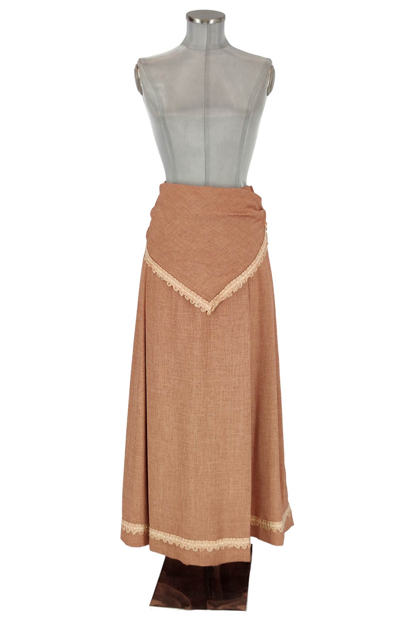 Noleggio gonna donna domestica marrone con passamaneria vintage