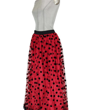 Noleggio Gonna donna Flamenco a Pois Rosso e Nero - Danza