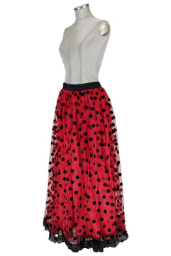 Noleggio Gonna donna Flamenco a Pois Rosso e Nero - Danza