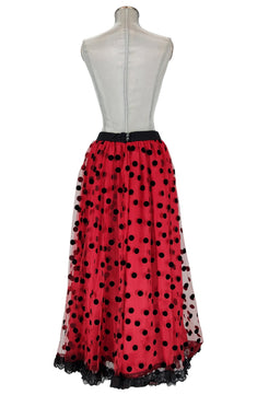 Noleggio Gonna donna Flamenco a Pois Rosso e Nero - Danza