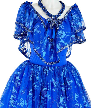 Noleggio Abito da Ballo Vintage Blu con Pizzo per Donna