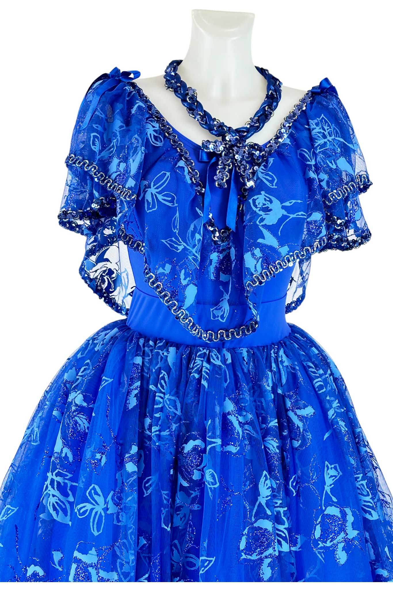 Noleggio Abito da Ballo Vintage Blu con Pizzo per Donna