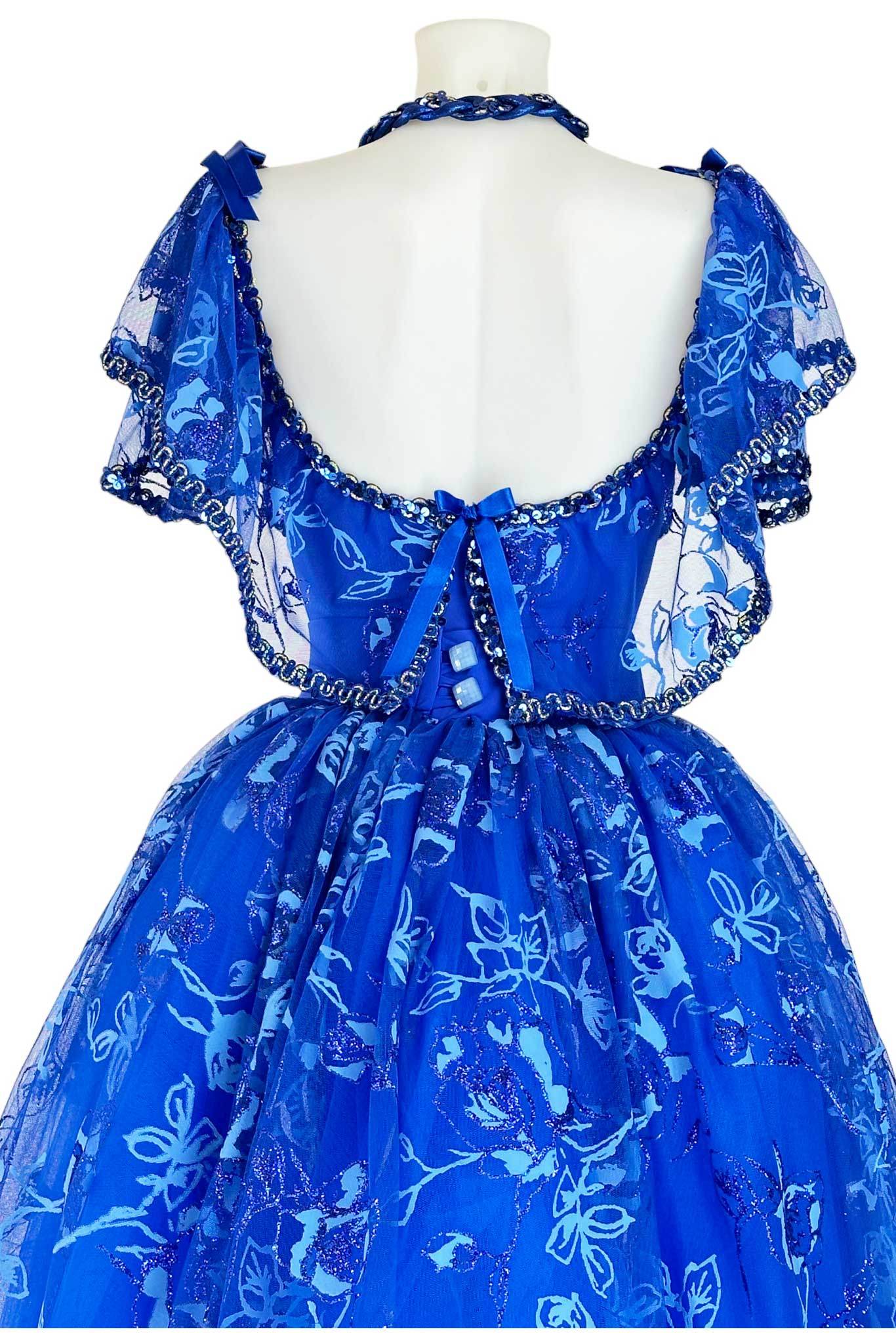 Noleggio Abito da Ballo Vintage Blu con Pizzo per Donna
