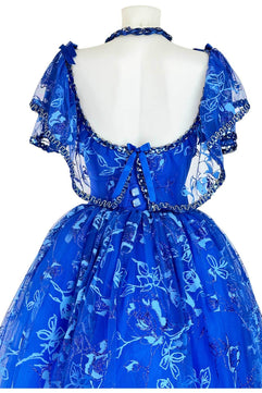 Noleggio Abito da Ballo Vintage Blu con Pizzo per Donna