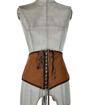 Noleggio Corsetto Storico Marrone donna con Dettagli Decorativi
