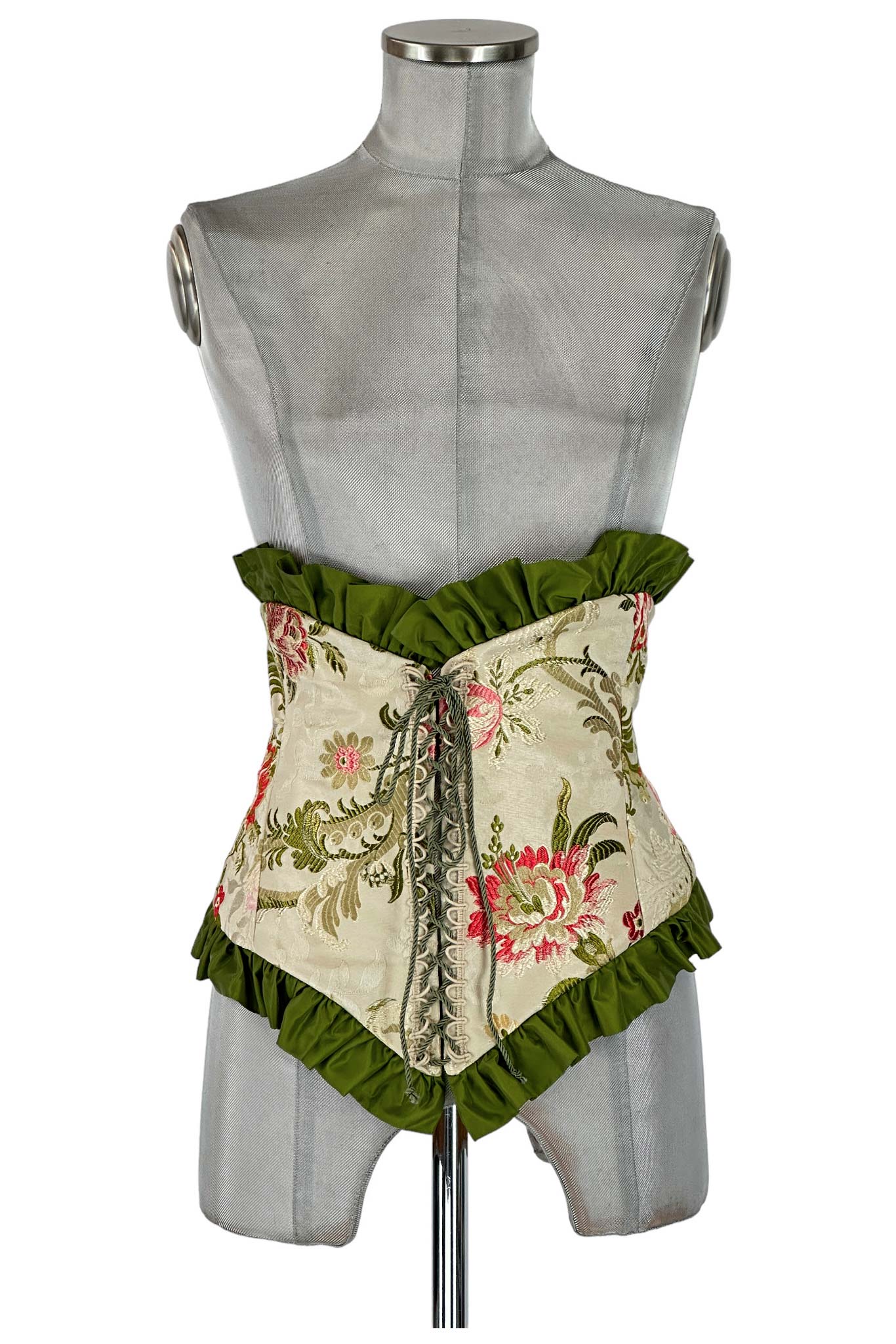 Noleggio Corsetto Storico donna in Raso e Pizzo con Motivi Floreali