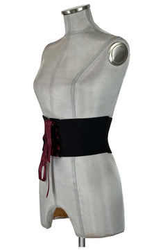 Noleggio Corsetto donna Nero con Nastro di Seta Borgogna