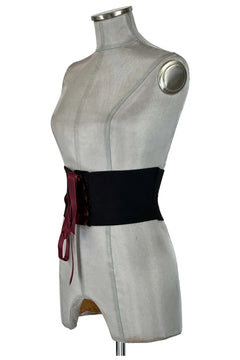 Noleggio Corsetto donna Nero con Nastro di Seta Borgogna