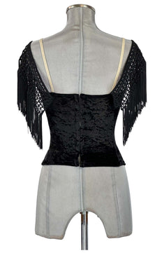 Noleggio Corsetto Nero donna con Pizzo e Frange - danza