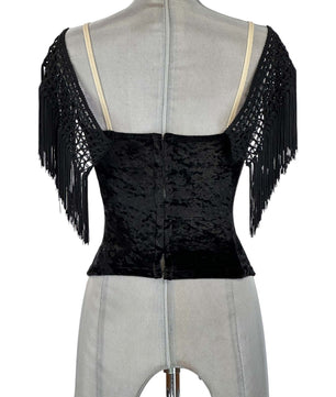 Noleggio Corsetto Nero donna con Pizzo e Frange - danza