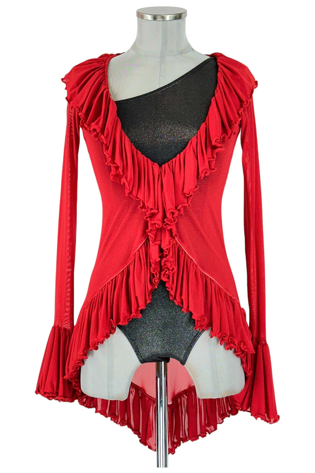 Noleggio Abito Rosso con Rouches e Spallina Asimmetrica Donna