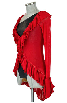 Noleggio Abito Rosso con Rouches e Spallina Asimmetrica Donna