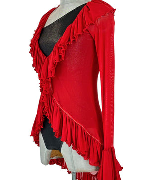 Noleggio Abito Rosso con Rouches e Spallina Asimmetrica Donna