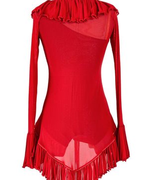 Noleggio Abito Rosso con Rouches e Spallina Asimmetrica Donna