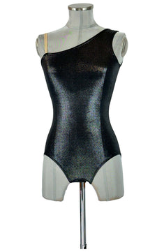 Noleggio Body Nero Asimmetrico Glitterato Donna - danza