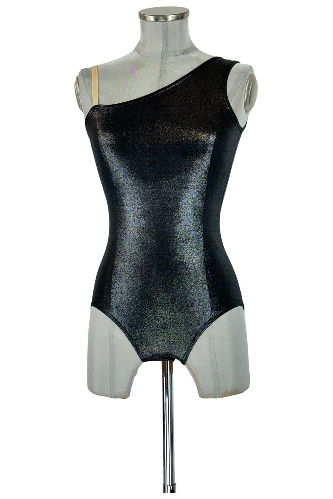 Noleggio Body Nero Asimmetrico Glitterato Donna - danza
