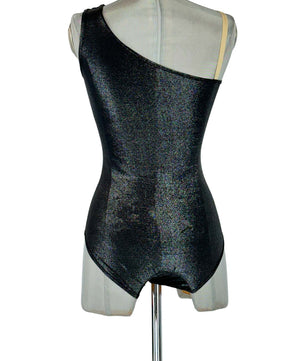 Noleggio Body Nero Asimmetrico Glitterato Donna - danza