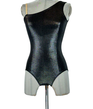 Noleggio Body Nero Asimmetrico Glitterato Donna - danza