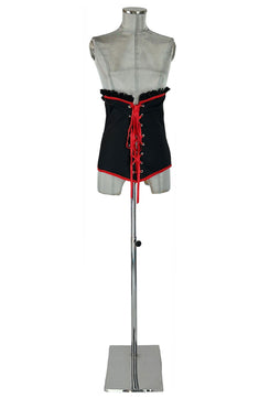 Noleggio Corsetto Nero con Nastri Rossi e Pizzo Donna