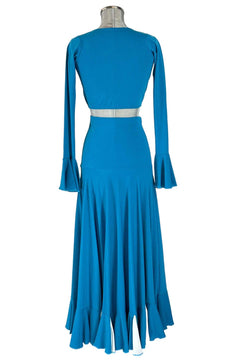 Noleggio Abito Azzurro donna nodo Frontale e Maniche Lunghe