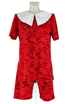 Noleggio Costume uomo di Pinocchio Rosso con Colletto Bianco