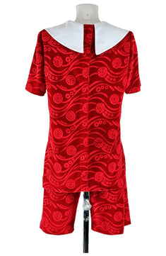 Noleggio Costume uomo di Pinocchio Rosso con Colletto Bianco