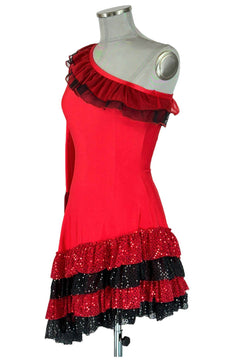 Noleggio Abito da Ballo Rosso donna con Rouches Asimmetrico