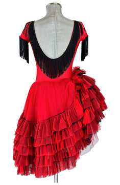 Noleggio Abito da Ballo Rosso donna con Rouches e Frange