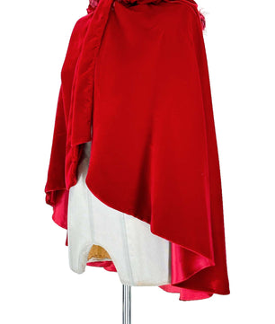 Noleggio Mantello donna in Velluto Rosso con Cappuccio