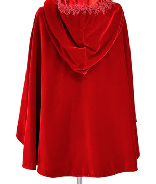 Noleggio Mantello donna in Velluto Rosso con Cappuccio