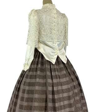 Noleggio Abito donna vintage con corpetto in pizzo e gonna a righe