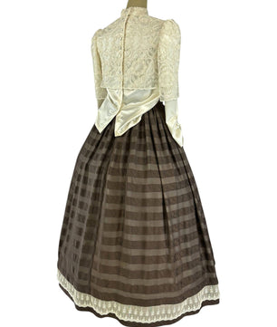 Noleggio Abito donna vintage con corpetto in pizzo e gonna a righe