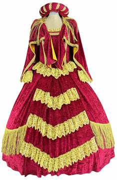 Noleggio abito donna rinascimentale rosso e oro, storico-carnevale