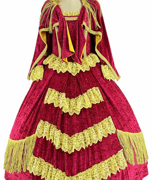 Noleggio abito donna rinascimentale rosso e oro, storico-carnevale