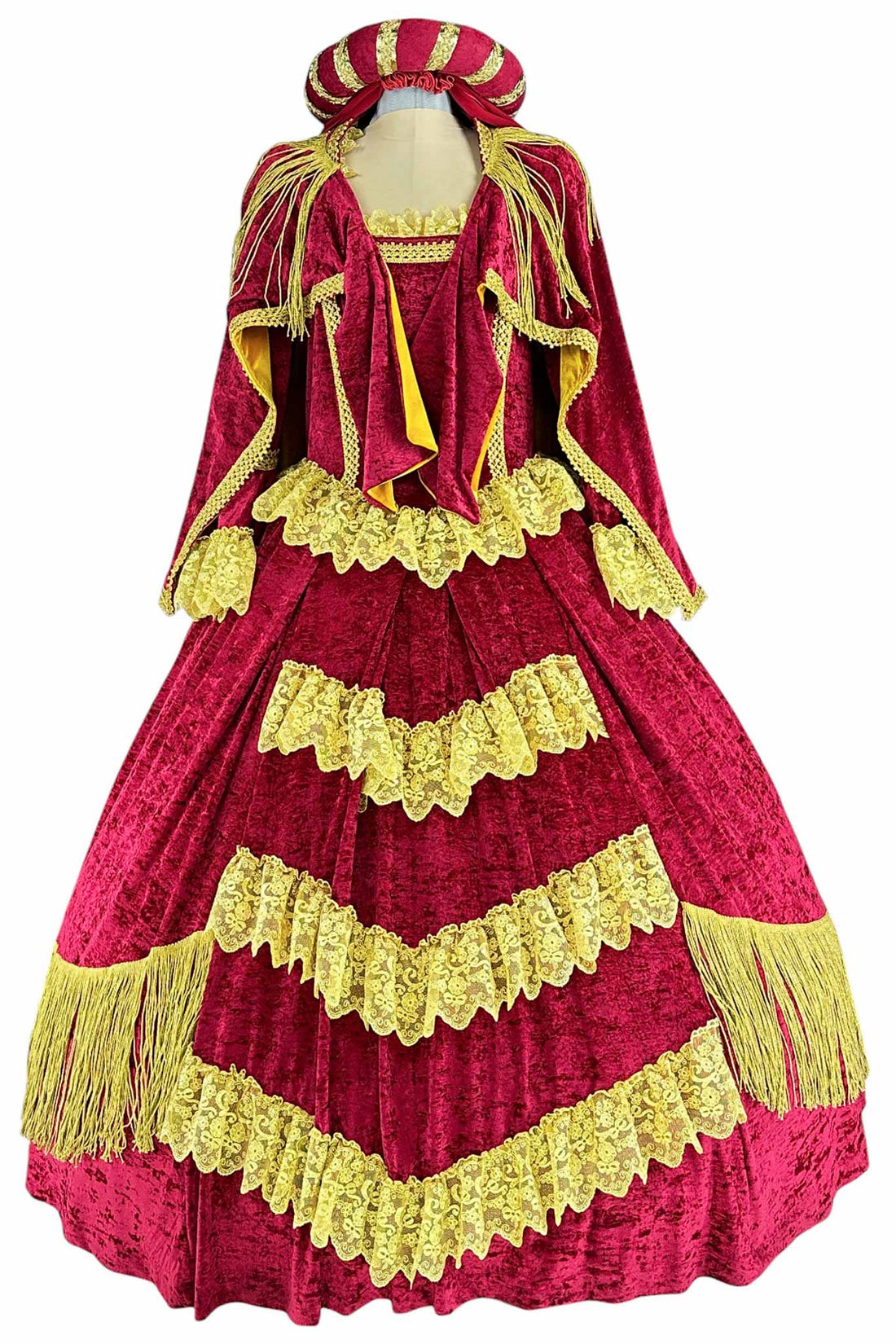Noleggio abito donna rinascimentale rosso e oro, storico-carnevale