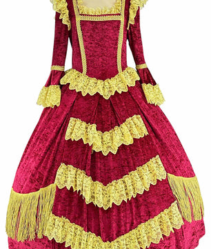 Noleggio abito donna rinascimentale rosso e oro, storico-carnevale