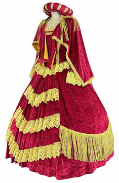 Noleggio abito donna rinascimentale rosso e oro, storico-carnevale
