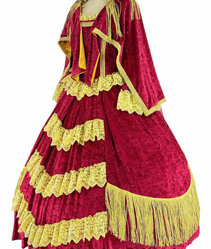 Noleggio abito donna rinascimentale rosso e oro, storico-carnevale