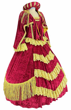 Noleggio abito donna rinascimentale rosso e oro, storico-carnevale