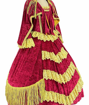 Noleggio abito donna rinascimentale rosso e oro, storico-carnevale