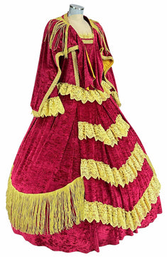 Noleggio abito donna rinascimentale rosso e oro, storico-carnevale