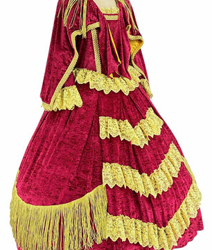 Noleggio abito donna rinascimentale rosso e oro, storico-carnevale