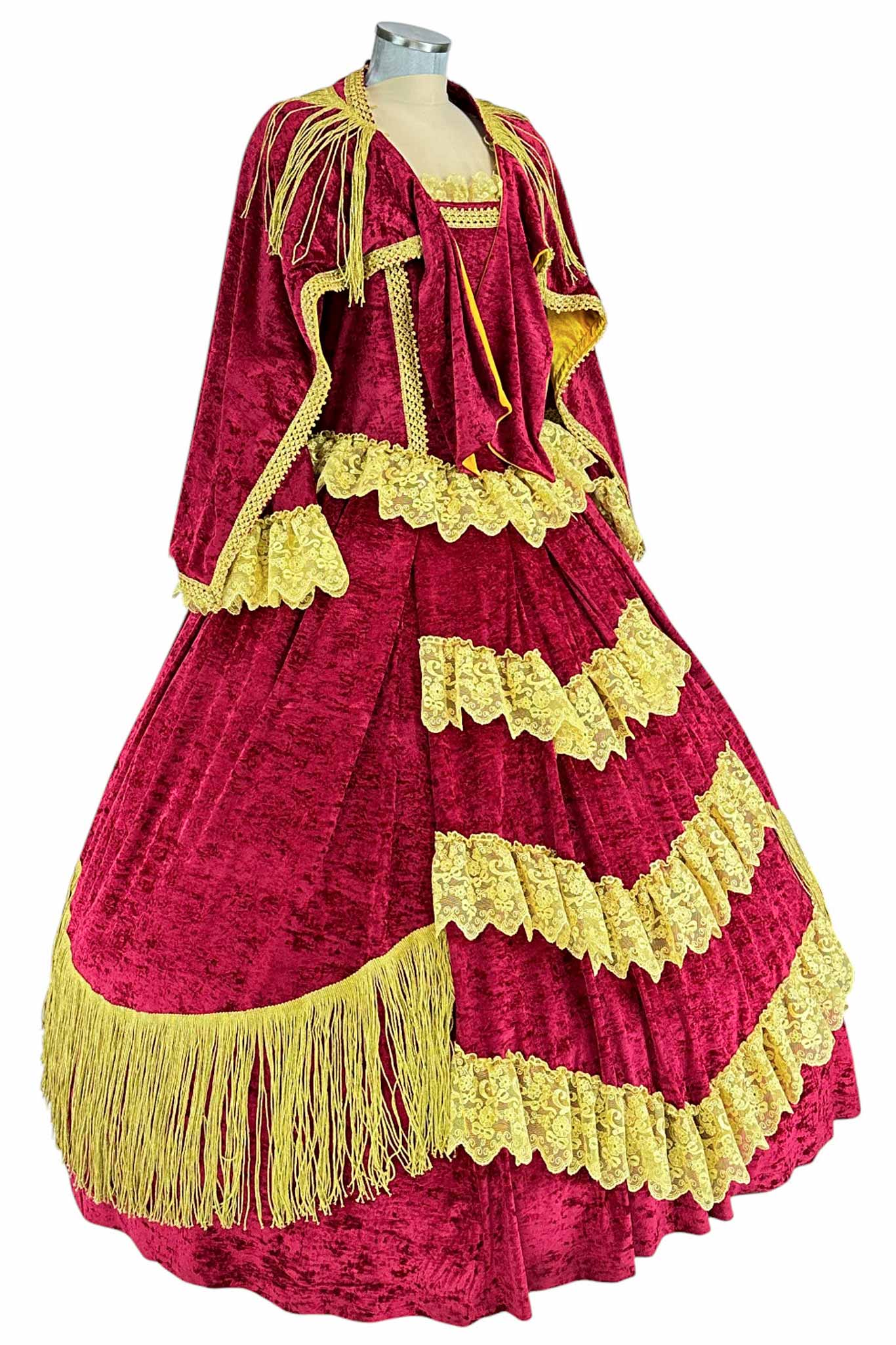 Noleggio abito donna rinascimentale rosso e oro, storico-carnevale