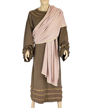 Noleggio abito tunica uomo antico marrone con drappo rosa ###
