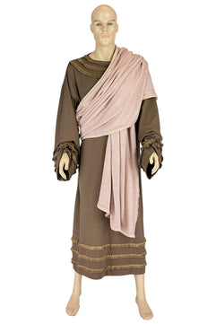 Noleggio abito tunica uomo antico marrone con drappo rosa ###